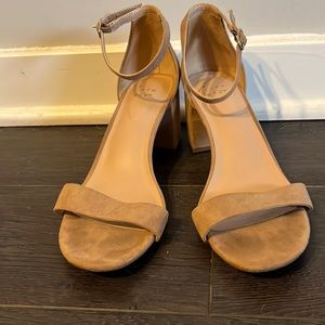 Nude block heels, worn once for a wedding!
